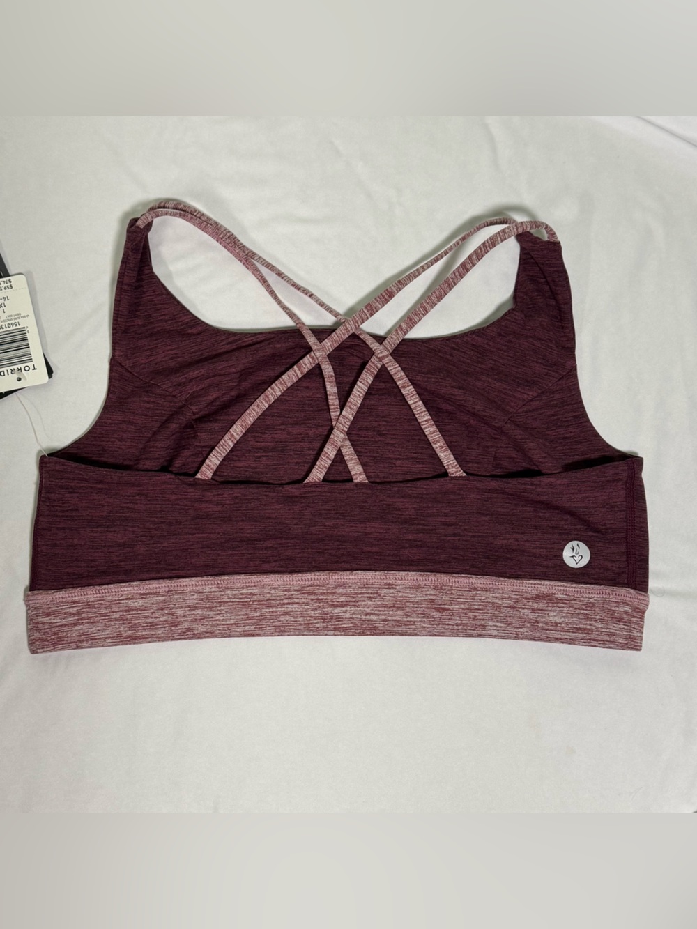 Torrid Burgundy Spacedye Heather Strappy Sports Bra, Size 1 (1X) - Picture 2 of 7